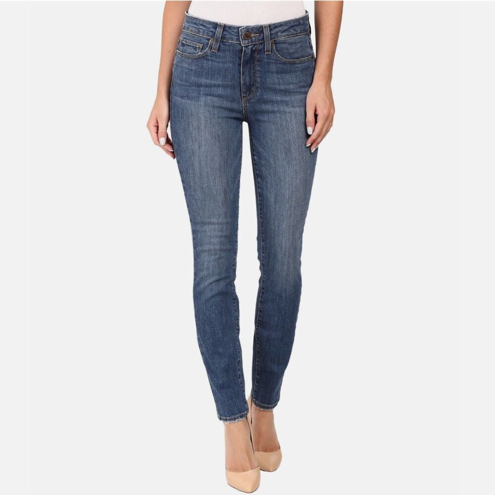 Paige | Hoxton Ankle Skinny Jeans Frayed Hem Medium Wash Wiskering Size 26"